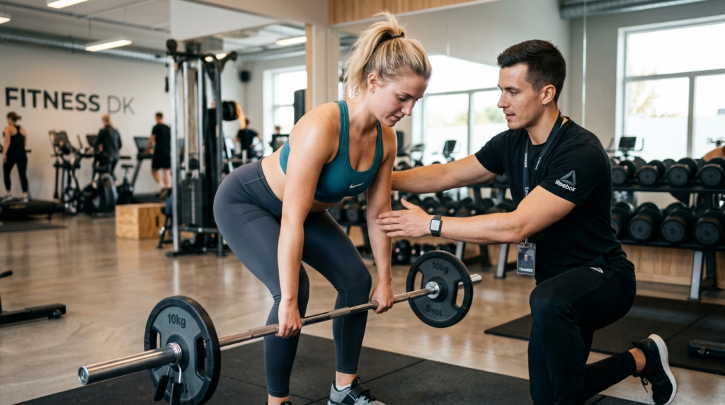 Close-up of a personal trainer in professional gym attire he